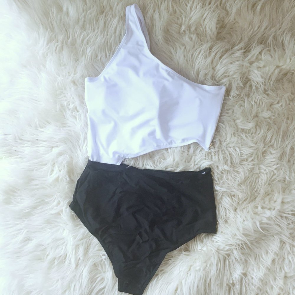 Sexy One-Piece Swimsuit One Shoulder Zipper Suit - Picture 7 of 8